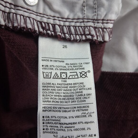 Old Navy High Rise Rockstar Super Skinny Corduroy Pants Women's Size 26 Burgundy - Picture 8 of 8